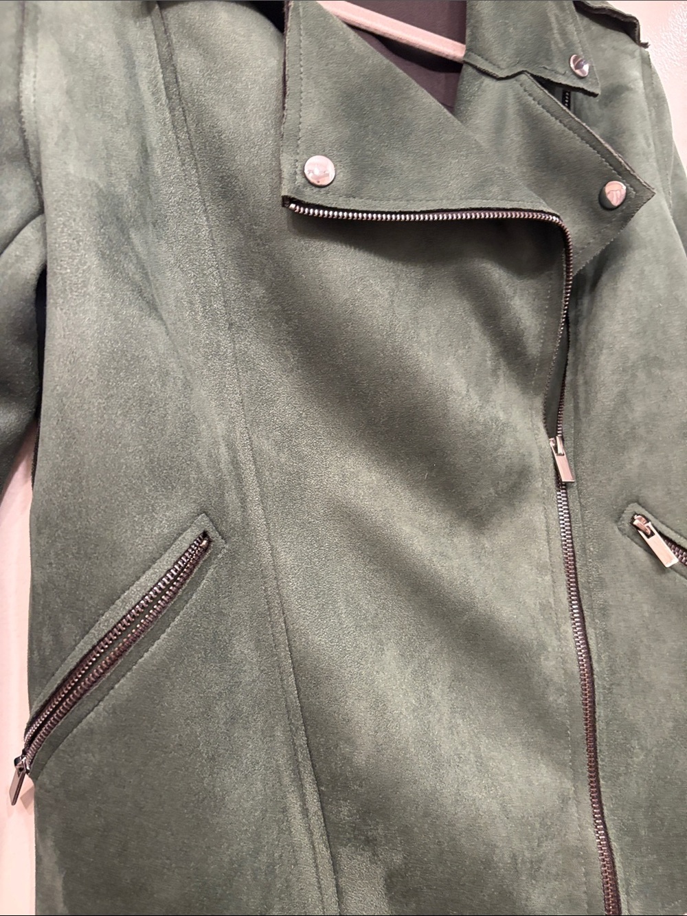 philosophy Forest Green Suede Moto Jacket - Picture 3 of 5